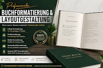 formatieren sie ihr buch professionell für amazon KDP, ebook und print