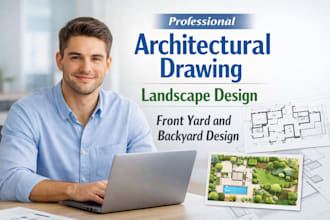 frontyard, backyard, pool and garden design as a landscape architect with stamp