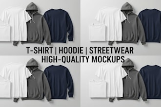 create realistic clothing mockups and 3d apparel mockups for your brand t shirt