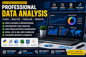do data cleaning, preprocessing, excel data analysis, and data visualization