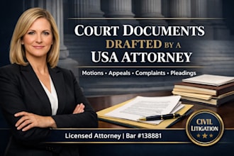 be your licensed USA attorney for legal drafting and court pleadings