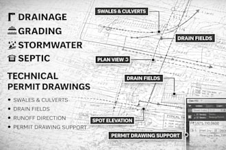 design drainage plan, grading plan, stormwater plan and septic layout