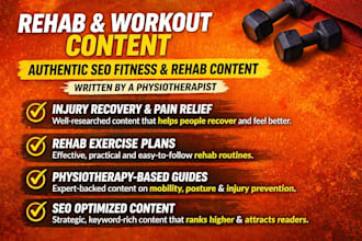 write workout and rehab guides for injury recovery as a physiotherapist