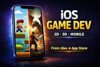 create 2d or 3d ios mobile game, IOS game development on unity or fix bug
