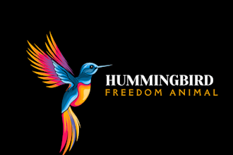 design a modern colorful hummingbird or animal mascot logo