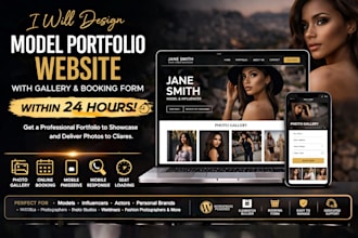 design model portfolio website with gallery and booking form within 24 hours