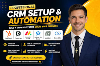 do hubspot CRM, pipedrive, monday crm, follow up boss, jobber, zoho crm setup
