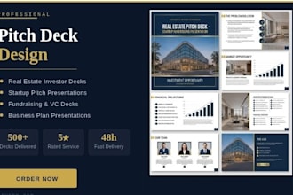 design real estate pitch deck, start up, fundraising investor deck presentation