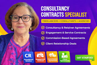 create consultancy, retainer, engagement and commission based agreements