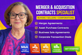 write merger, asset purchase, business sale and corporate transaction contracts