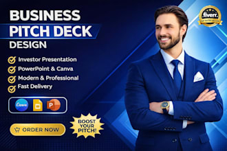 business pitch deck design canva powerpoint presentation investor pitch deck ppt