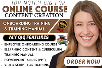 create employee onboarding training video, elearning course, and training manual