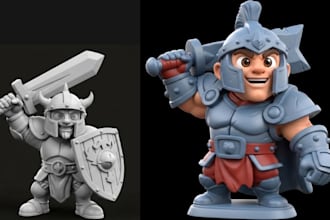 sculpt 3d printable miniature warrior character cartoon figurine for 3d printing