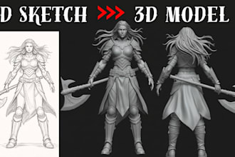 convert your 2d sketch image drawing into high quality 3d printable stl model