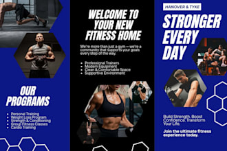 create e brochures for fitness studios, salons, wedding planners and restaurant