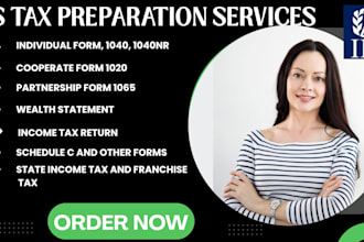do US tax filling for individual llc business tax 1040nr 1120 tax preparation