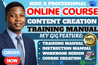 create training manual, lesson plan, course  curriculum and course content