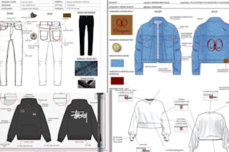 create professional streetwear tech pack for your clothing brand and manufacture