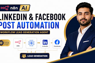 build n8n ai linkedin, facebook post automation workflow lead generation agent