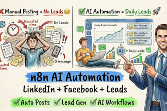 build n8n ai linkedin, facebook post automation workflow lead generation agent