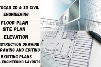 draw floor plan in autocad, site plan, 2d drawing, civil engineering, construct