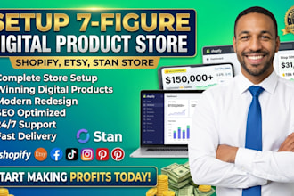 german 7figure shopify digital product store,etsy shop, stan store digital store