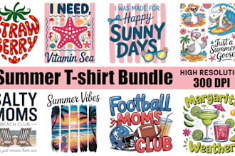 create trendy summer mothers day t shirt designs bundle for print ready use