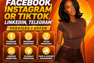 promote and grow your facebook, instagram or tiktok, linkedin, telegram for page