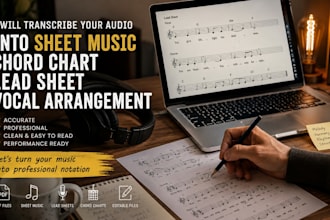 transcribe your audio into sheet music chord chart lead sheet vocal arrangement