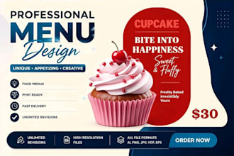 do professional food menu and price list for restaurant cafe