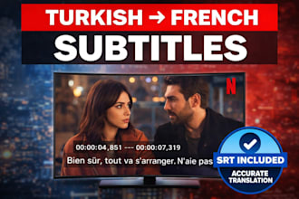 create french subtitles for turkish series and videos srt