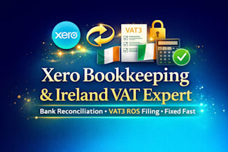 fix xero bookkeeping, reconcile banks and file ireland vat3 ros returns