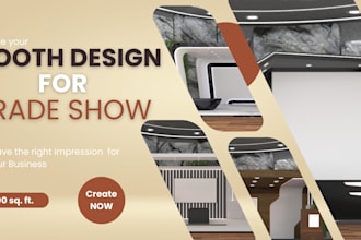 create a realistic 3d booth for  trade show