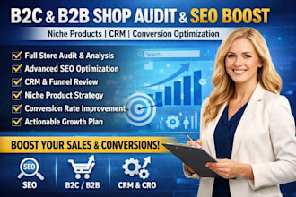 do b2c b2b shop audit SEO boost nicheproducts CRM conversion ration data entry
