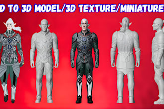 convert 2d to 3d figure toy figurine miniature from picture image to 3d printing