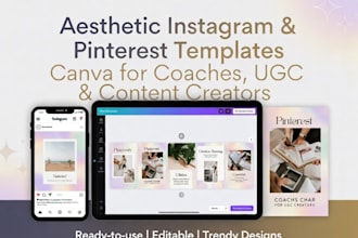 aesthetic instagram  pinterest templates canva for coaches ugc content creator