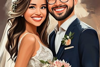 do couple caricature illustration for you