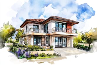 watercolor a house portrait