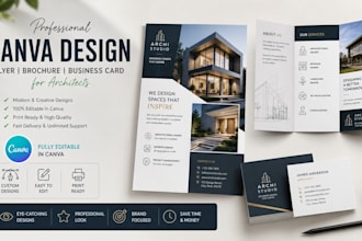 design professional canva flyer brochure and business card for architects