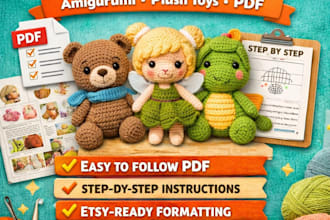 write professional crochet pattern, amigurumi crochet pattern PDF for your etsy