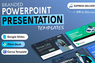 design professional pitch deck, powerpoint slide, google slides presentation,