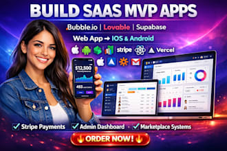 build saas mvp with bubble io convert lovable webapp to ios android app publish