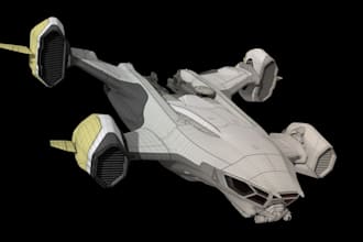 3d scifi vehicle model, hard surface model, gun, mechs, props, spaceship concept