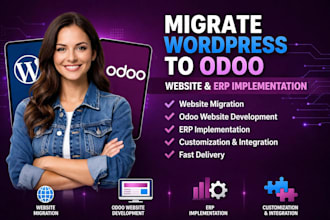 migrate wordpress to odoo website erp implementation, odoo website developer