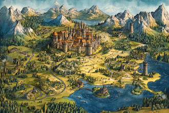 illustrate a gorgeous game fantasy dnd map