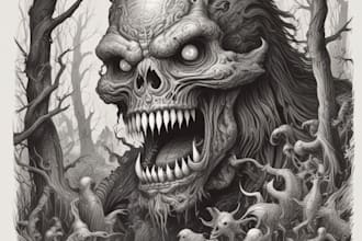 illustrate handmade horror monsters and characters