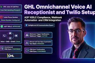 create gohighlevel omnichannel voice ai receptionist, twilio a2p 10dlc, webhook