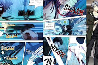 draw high action sci fi webtoon, manhwa, or manga comic pages