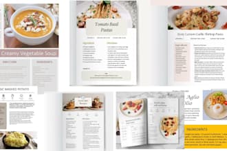 write your cookbook and recipe book, with formatting and canva design