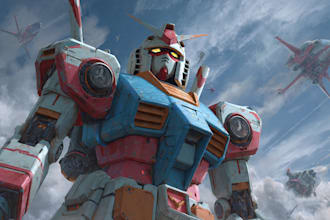 create retro mecha or scifi gundam art